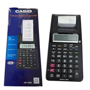 Casio HR-10RC Portable Printing Calculator 12 Digit‎ AA Batteries NO ADAPTER